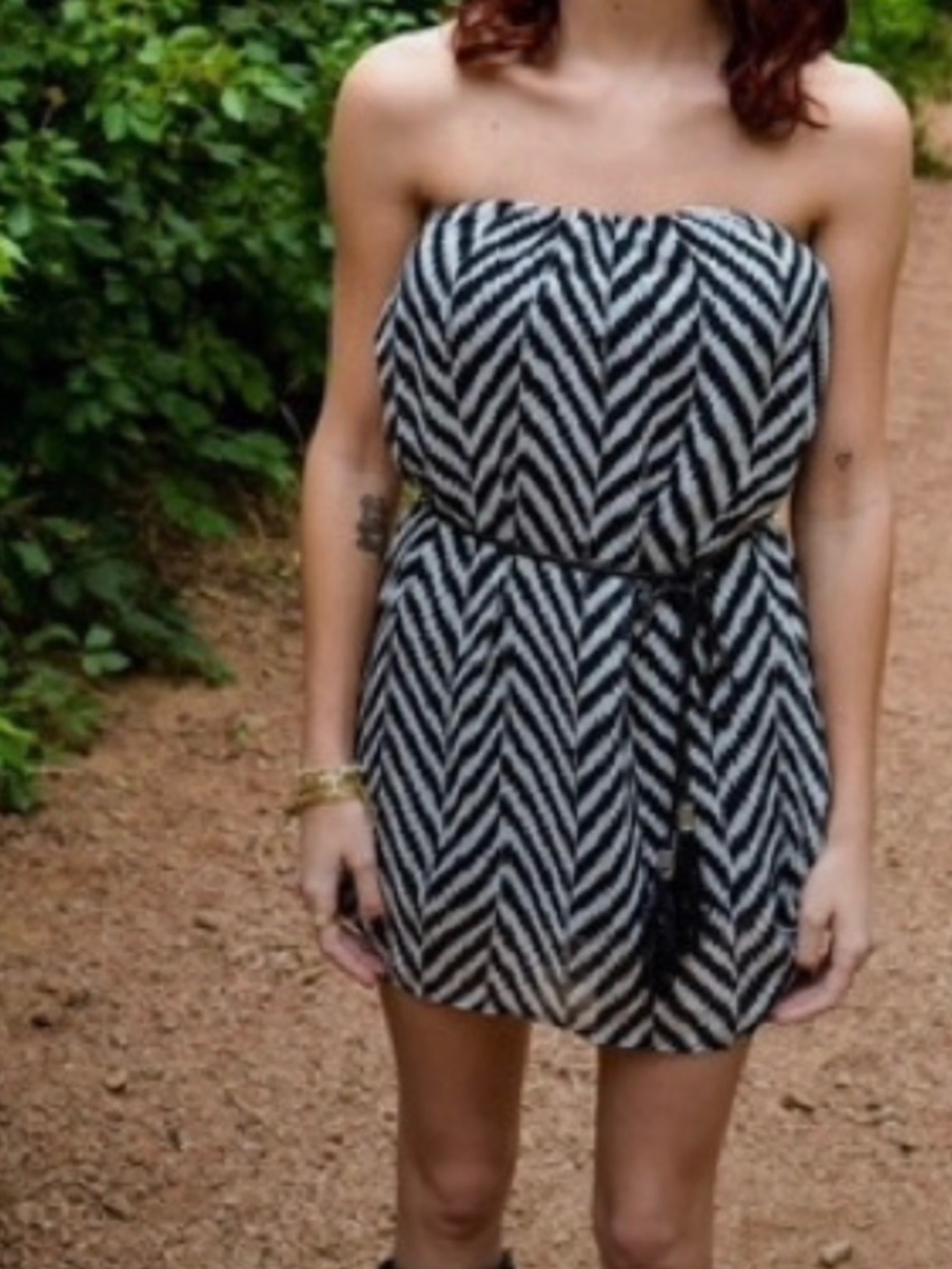 Black and white dress  that’s great for fall with boots and leather jacket.